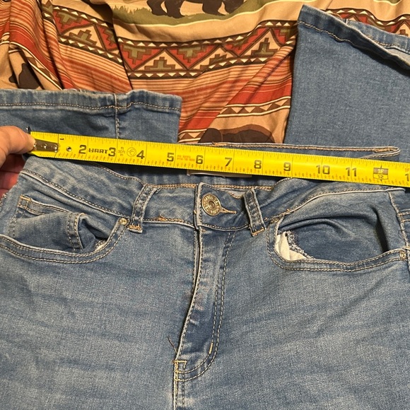 105.  Floral Embroidered Denim Flare Jeans - Picture 8 of 12